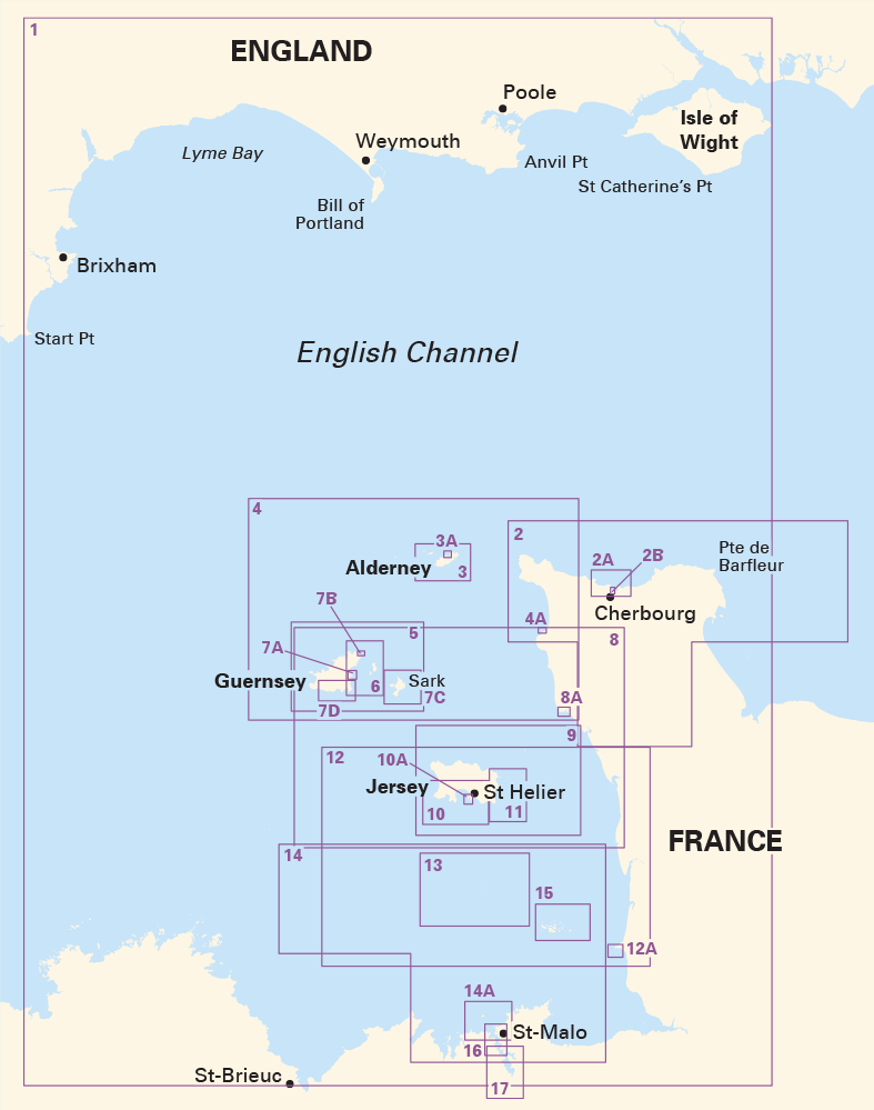 2500 The Channel Islands and adjacent coast of France Chart Pack Wiro-bound